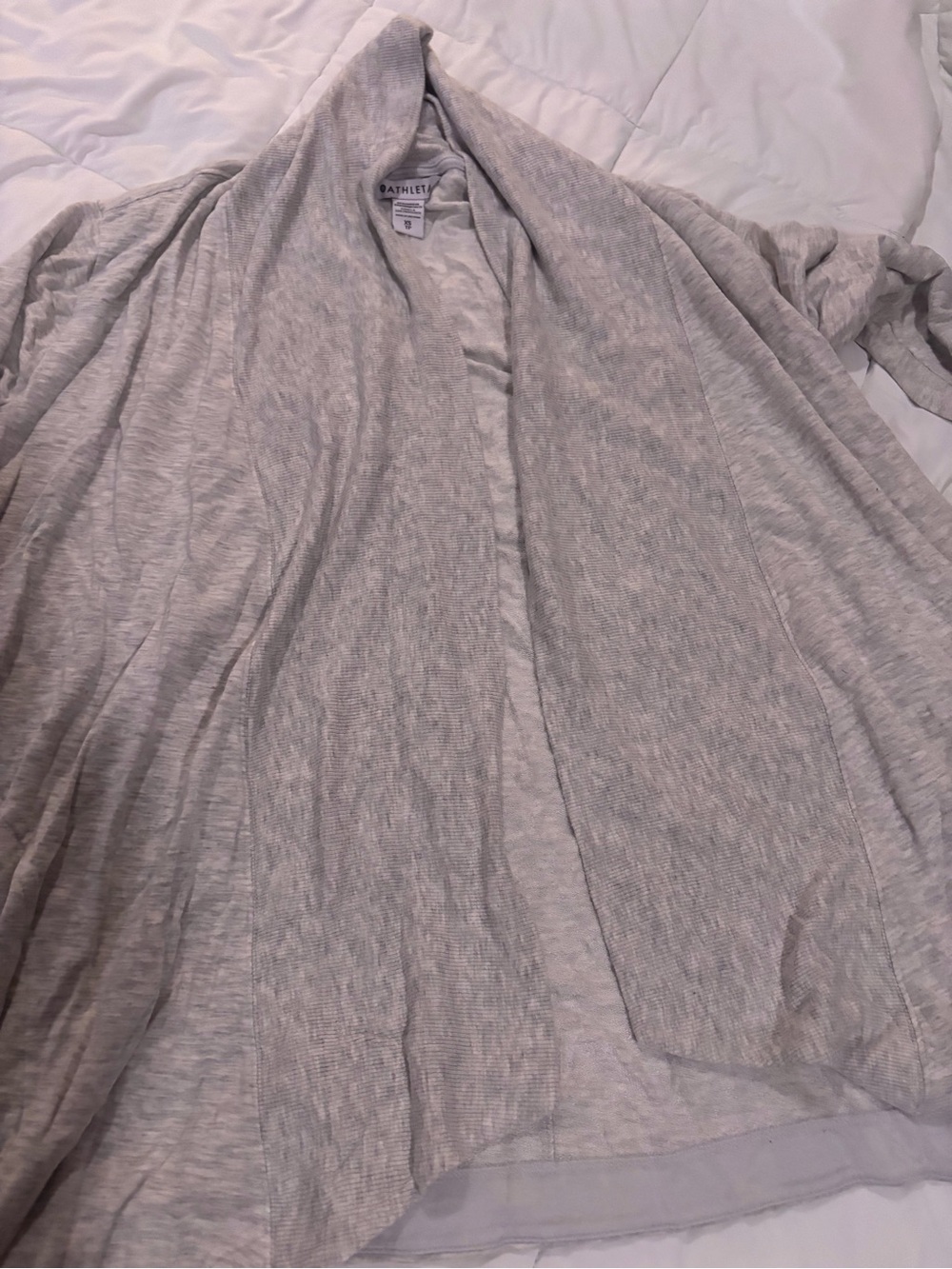 Athleta Light Heather Gray Open-Front Draped Cardigan